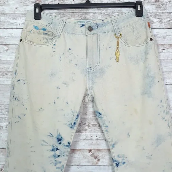 Robin's Jean Mens Jeans 34 Waist Long Flap Studded Pockets Gold Keychain 29 - Picture 2 of 8